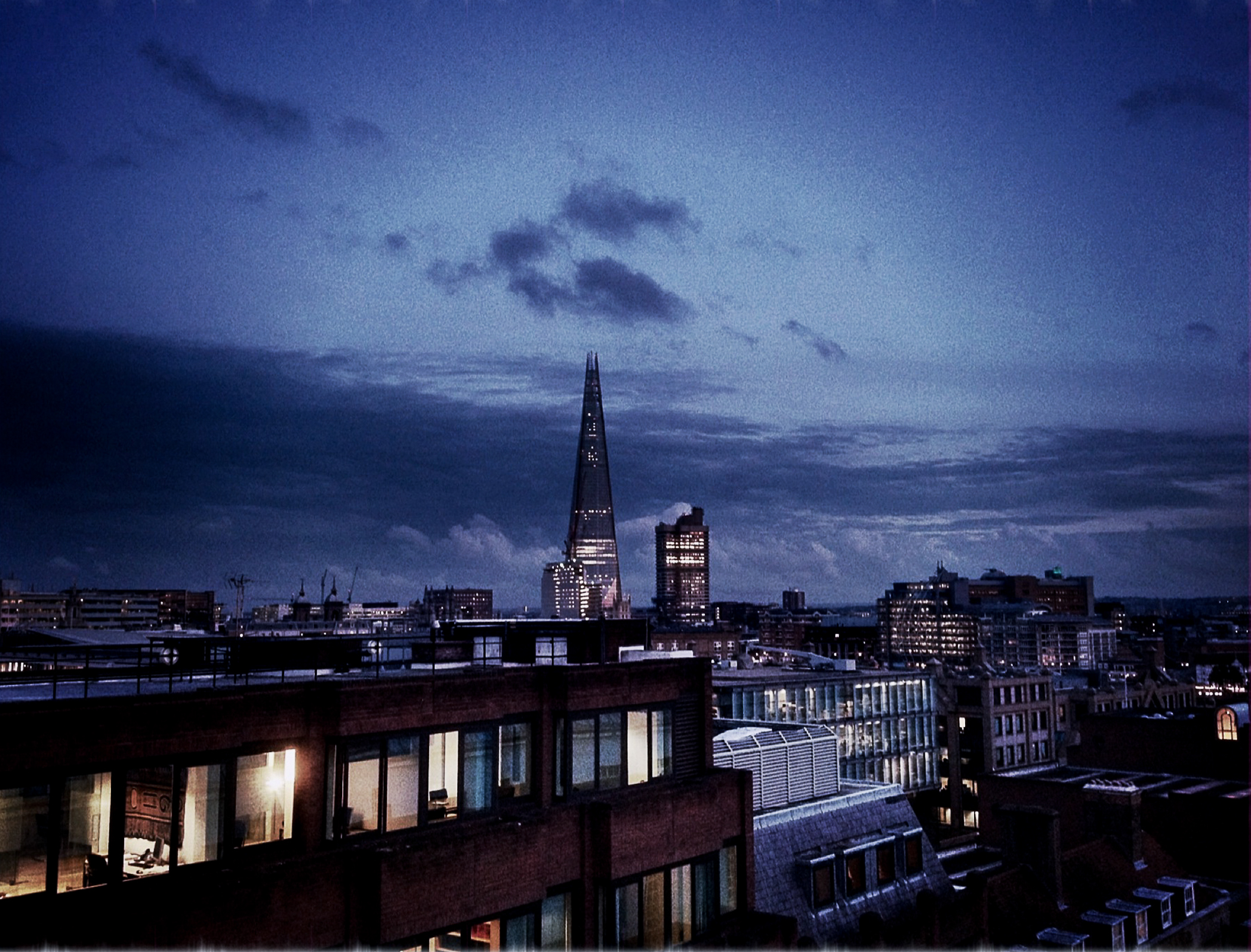 the Gherkin, skyline at night