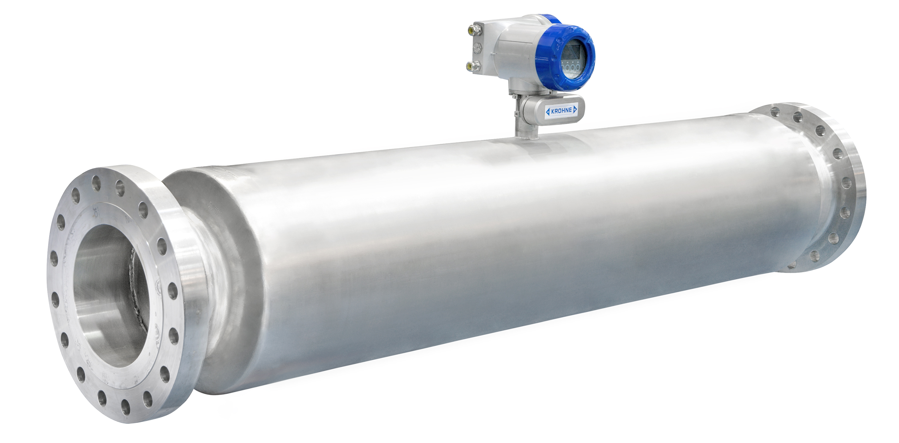 stainless steel flow-meter white background