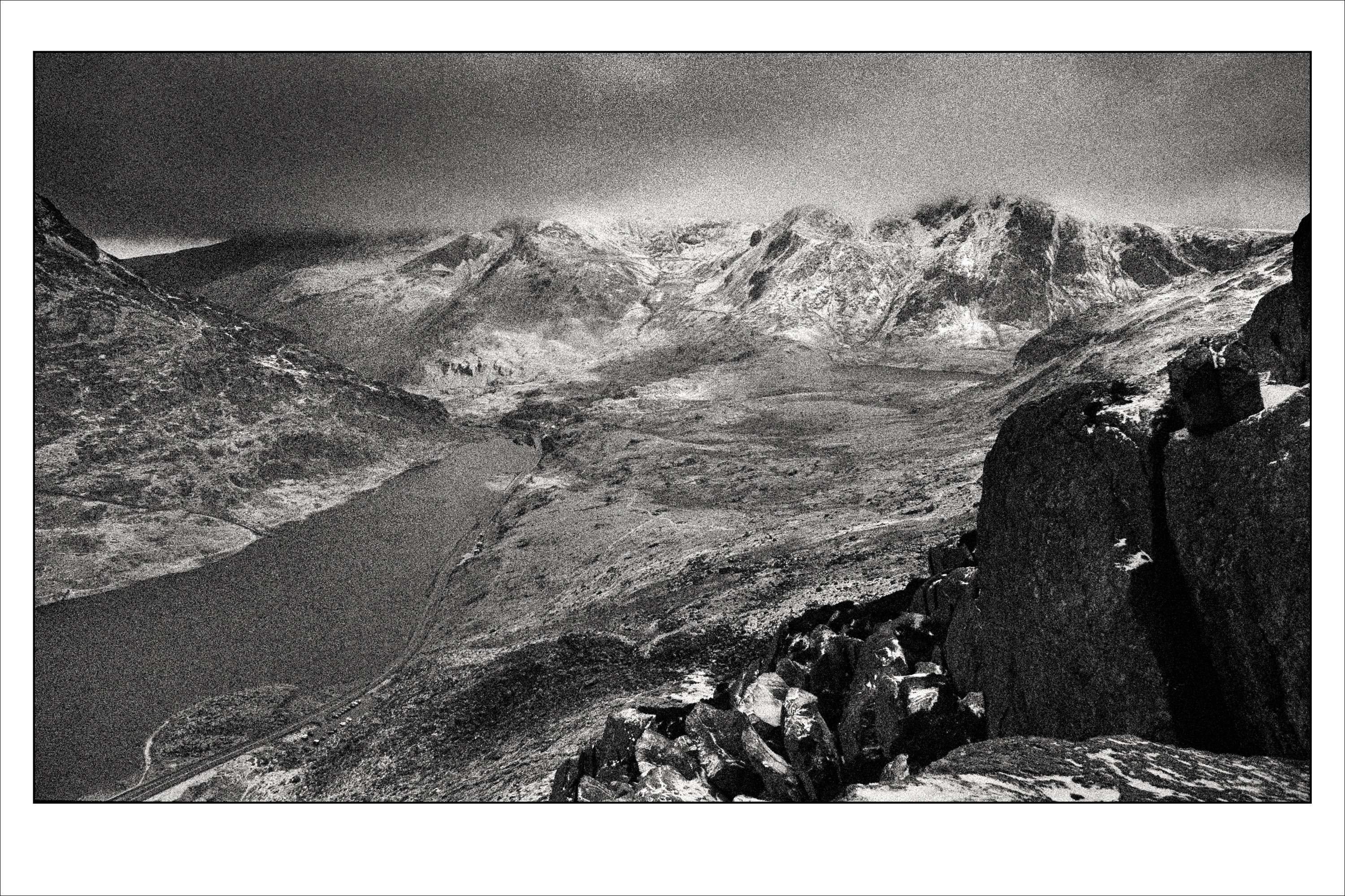 Mountain Edge, Tryfan Wales. Moody black and White